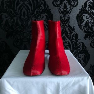 Stefi Talman Red calf fur leather ankle boots
